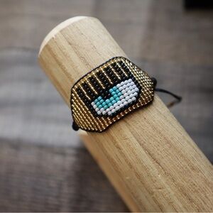 Gold Evil Eye Miyuki Seed Bead Bracelet
